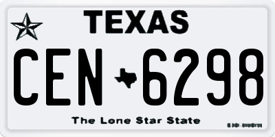TX license plate CEN6298
