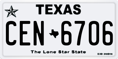 TX license plate CEN6706