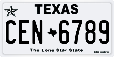 TX license plate CEN6789