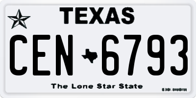 TX license plate CEN6793