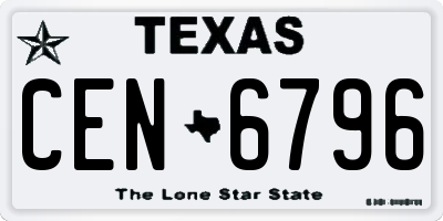 TX license plate CEN6796