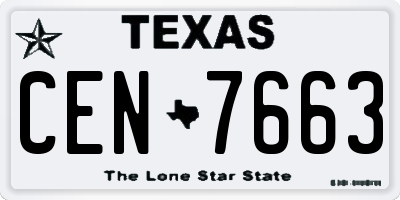 TX license plate CEN7663