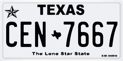 TX license plate CEN7667