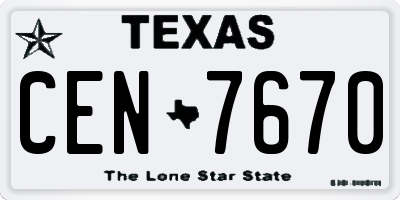 TX license plate CEN7670