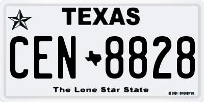 TX license plate CEN8828