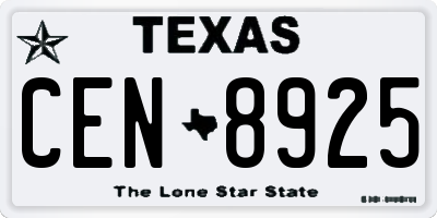 TX license plate CEN8925