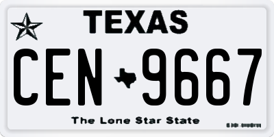 TX license plate CEN9667