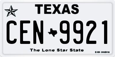 TX license plate CEN9921