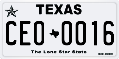 TX license plate CEO0016