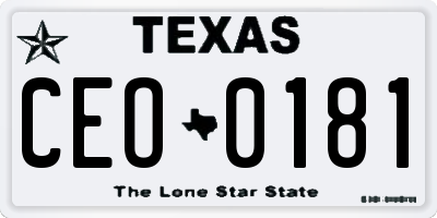 TX license plate CEO0181