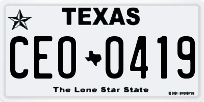 TX license plate CEO0419