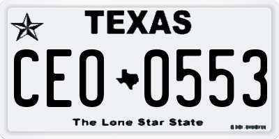 TX license plate CEO0553