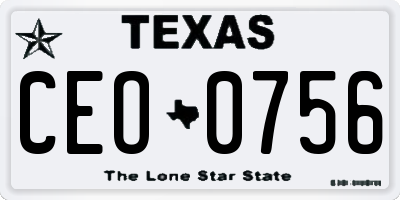 TX license plate CEO0756