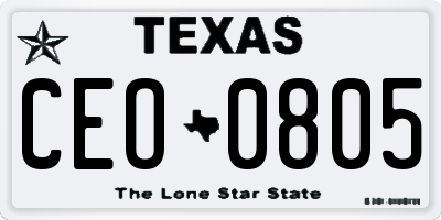 TX license plate CEO0805