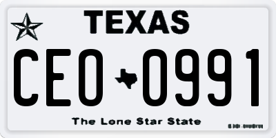 TX license plate CEO0991