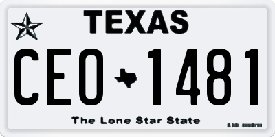 TX license plate CEO1481