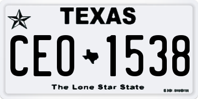 TX license plate CEO1538