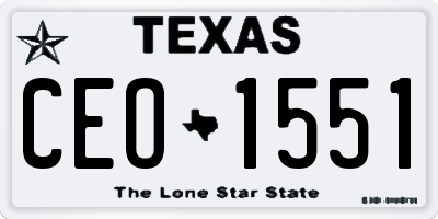 TX license plate CEO1551