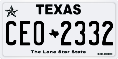 TX license plate CEO2332
