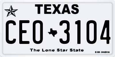 TX license plate CEO3104