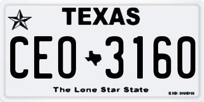 TX license plate CEO3160