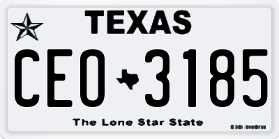 TX license plate CEO3185
