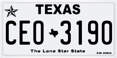 TX license plate CEO3190