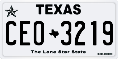 TX license plate CEO3219