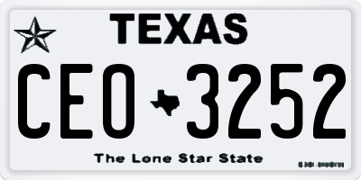 TX license plate CEO3252