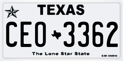 TX license plate CEO3362