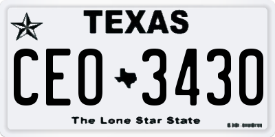 TX license plate CEO3430
