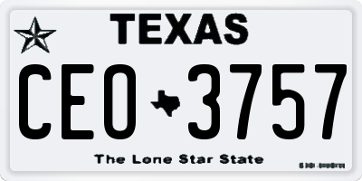 TX license plate CEO3757