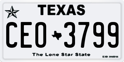 TX license plate CEO3799