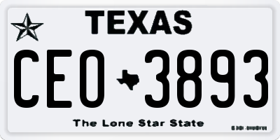 TX license plate CEO3893