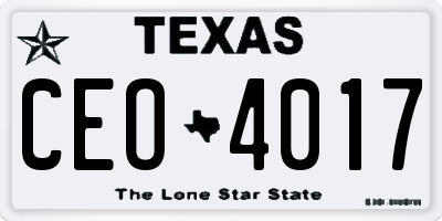 TX license plate CEO4017