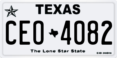 TX license plate CEO4082