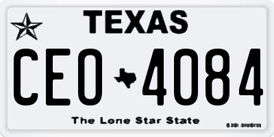 TX license plate CEO4084