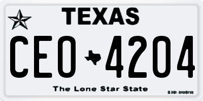TX license plate CEO4204