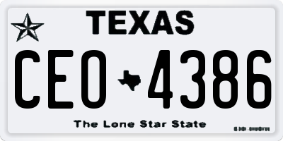 TX license plate CEO4386