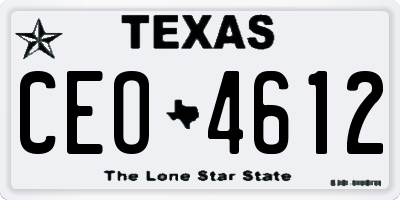 TX license plate CEO4612