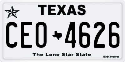 TX license plate CEO4626
