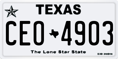 TX license plate CEO4903