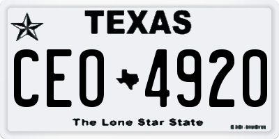 TX license plate CEO4920