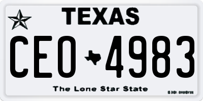 TX license plate CEO4983