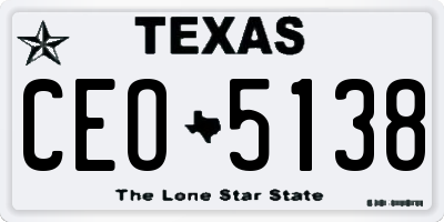 TX license plate CEO5138