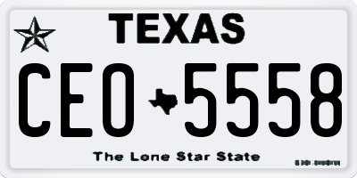 TX license plate CEO5558