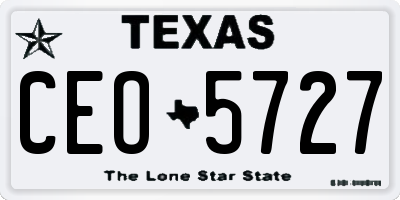 TX license plate CEO5727