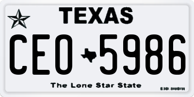 TX license plate CEO5986
