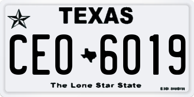 TX license plate CEO6019