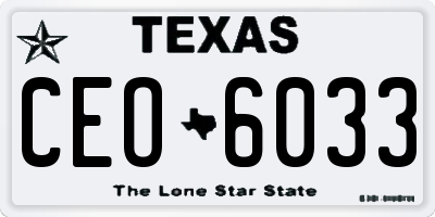 TX license plate CEO6033